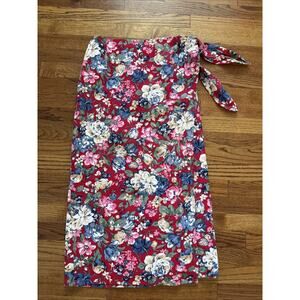 Vintage Willowbend Red Floral True Wrap Skirt - Adjustable Fit
